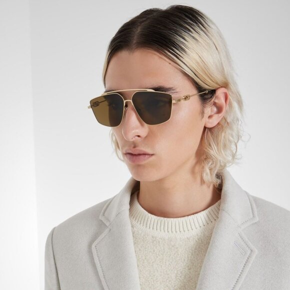 NEW FENDI SUNGLASSES FE40079U 32E MEN AVIATOR GOLD BROWN EYEWEAR - Picture 1 of 4